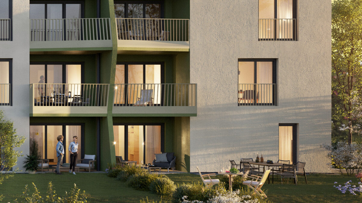 Visualisierung: Terrassen und Balkone zur Gartenseite