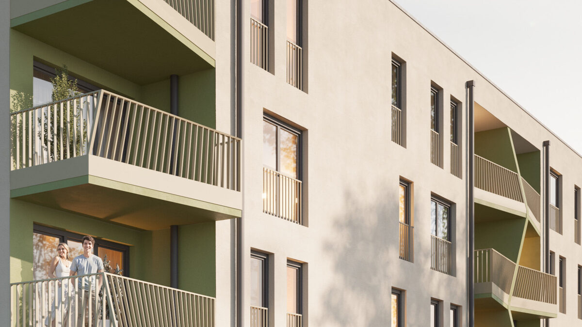 Visualisierung: Fassade mit Balkonen im Detail